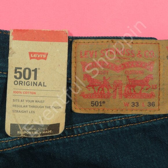 Levis 501 Jeans Mens 33 Blue Original Straight Fit Denim - Picture 4 of 6